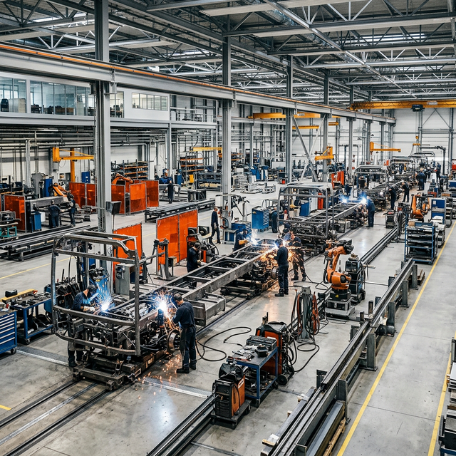 High-Tech Assembly Line Wide View